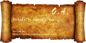 Orbán Agnéta névjegykártya